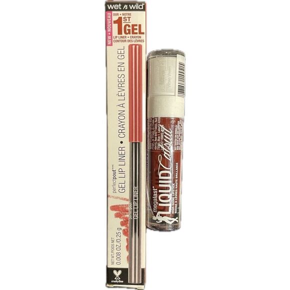 Wet N Wild Bundle MegaLast Liquid Catsuit Lipstick 931B Perfect Pout Liner 652C - Picture 1 of 3